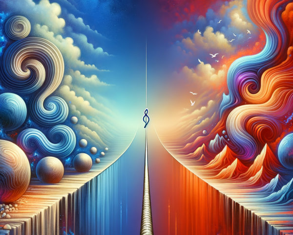 Surreal Landscape with Vibrant Duality and Pathway