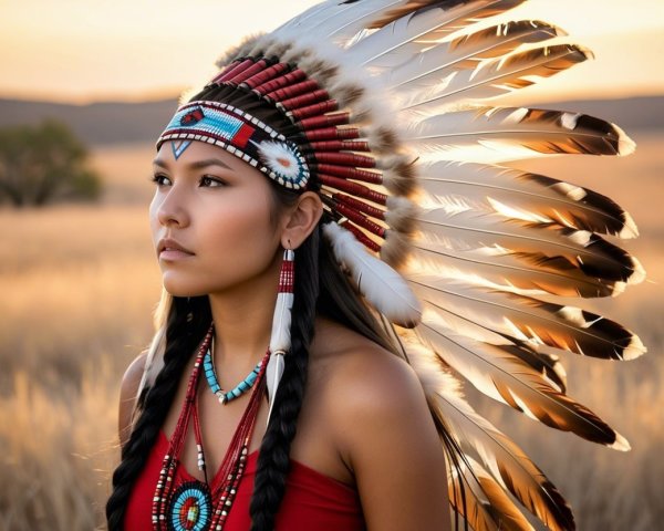 Young Woman in Vibrant Red Garment in Sunlit Field