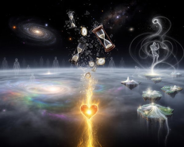 Cosmic Fantasy Digital Painting with Radiant Heart and Galaxy