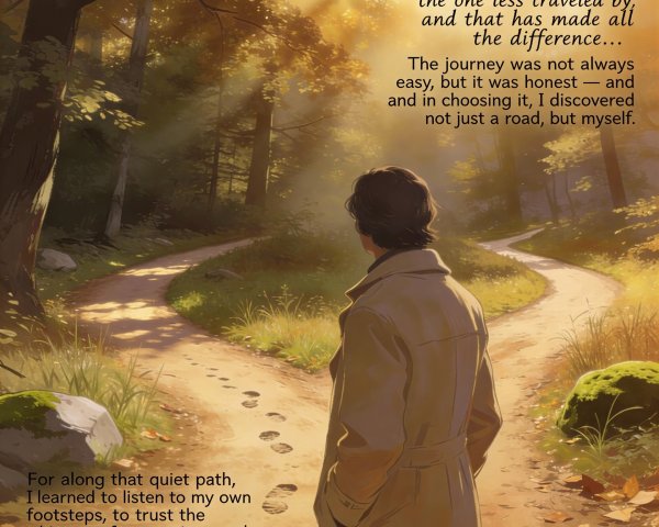 Autumn Scene at a Forest Path Fork with Sunlight