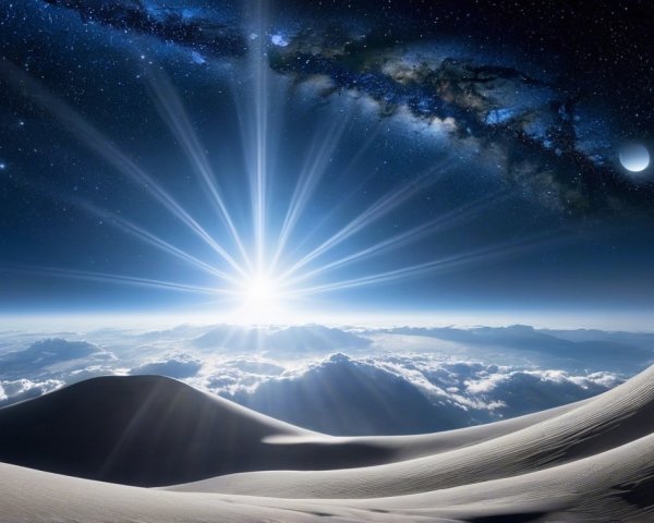 Surreal Cosmic Landscape with Star-Filled Galaxy