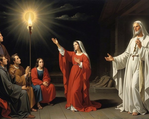 Group of Figures in Dim Light with Radiant Illumination