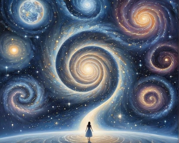 Celestial Landscape with Vibrant Galaxies and Stars