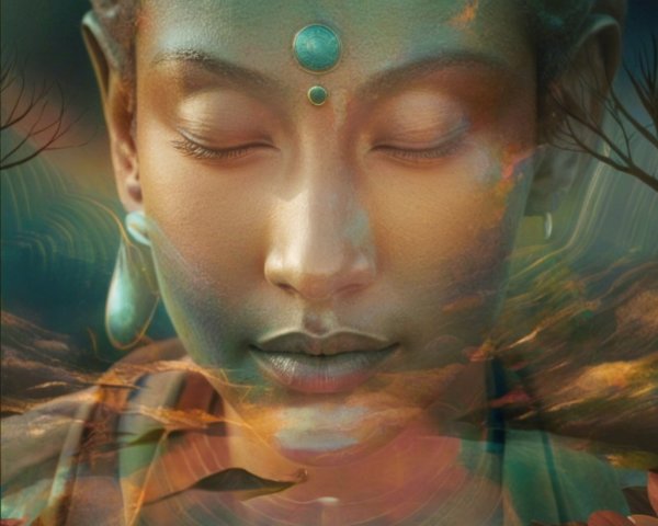 Serene Figure in a Surreal Natural Landscape