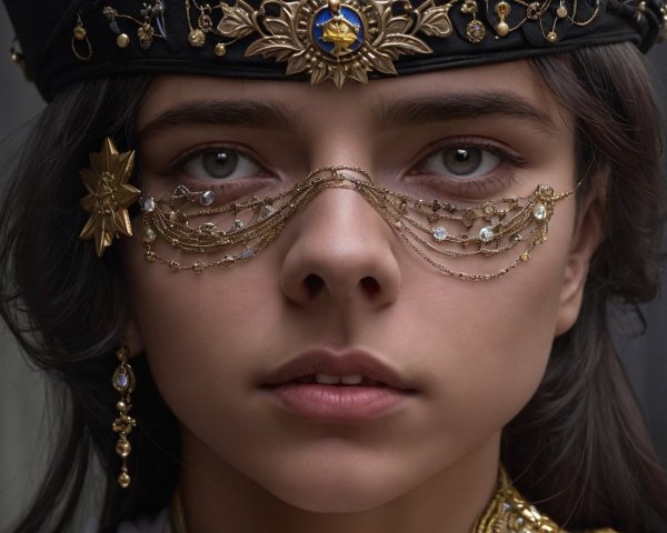 Close-up Portrait of a Young Person with Jewelry