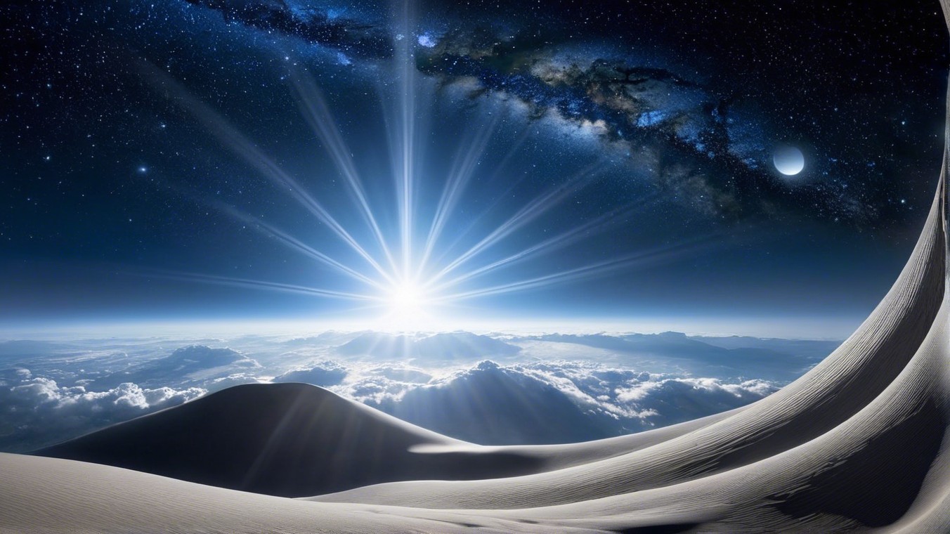 Surreal Cosmic Landscape with Star-Filled Galaxy