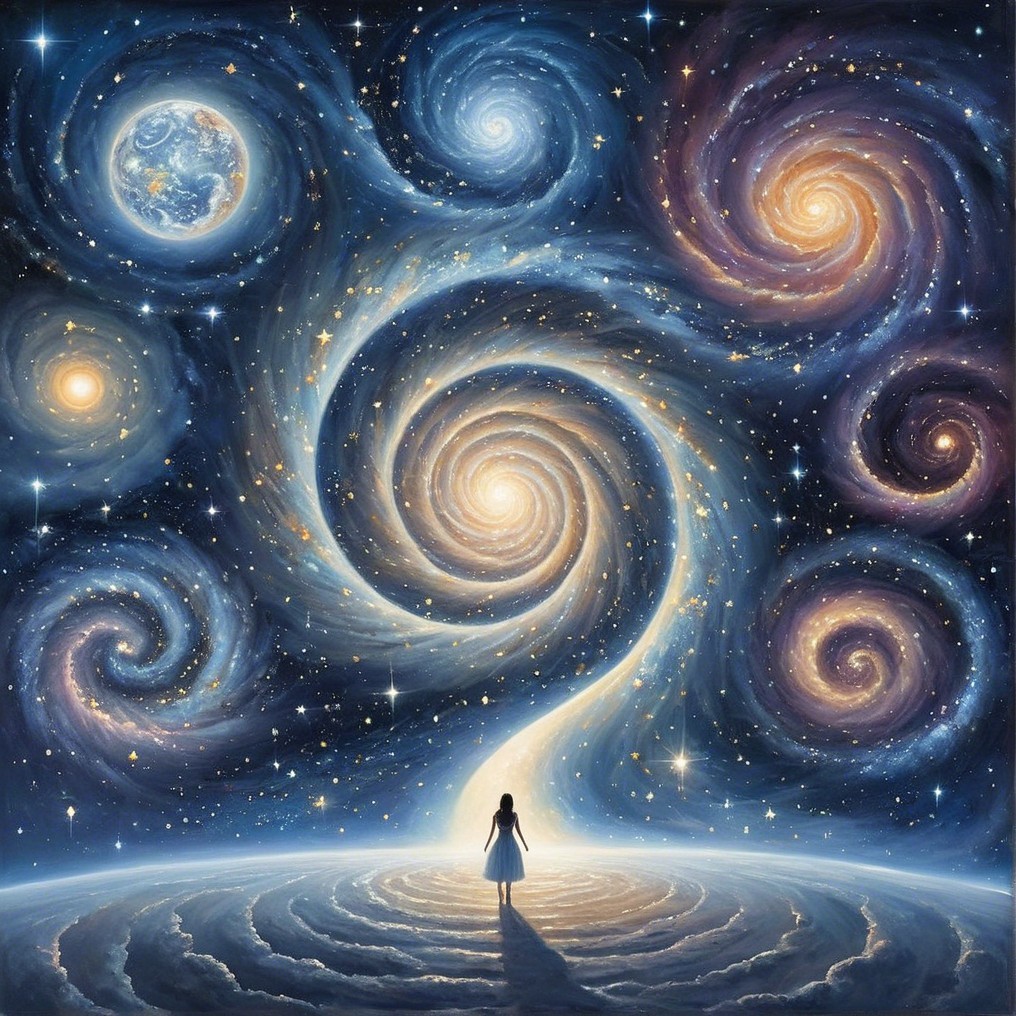 Celestial Landscape with Vibrant Galaxies and Stars