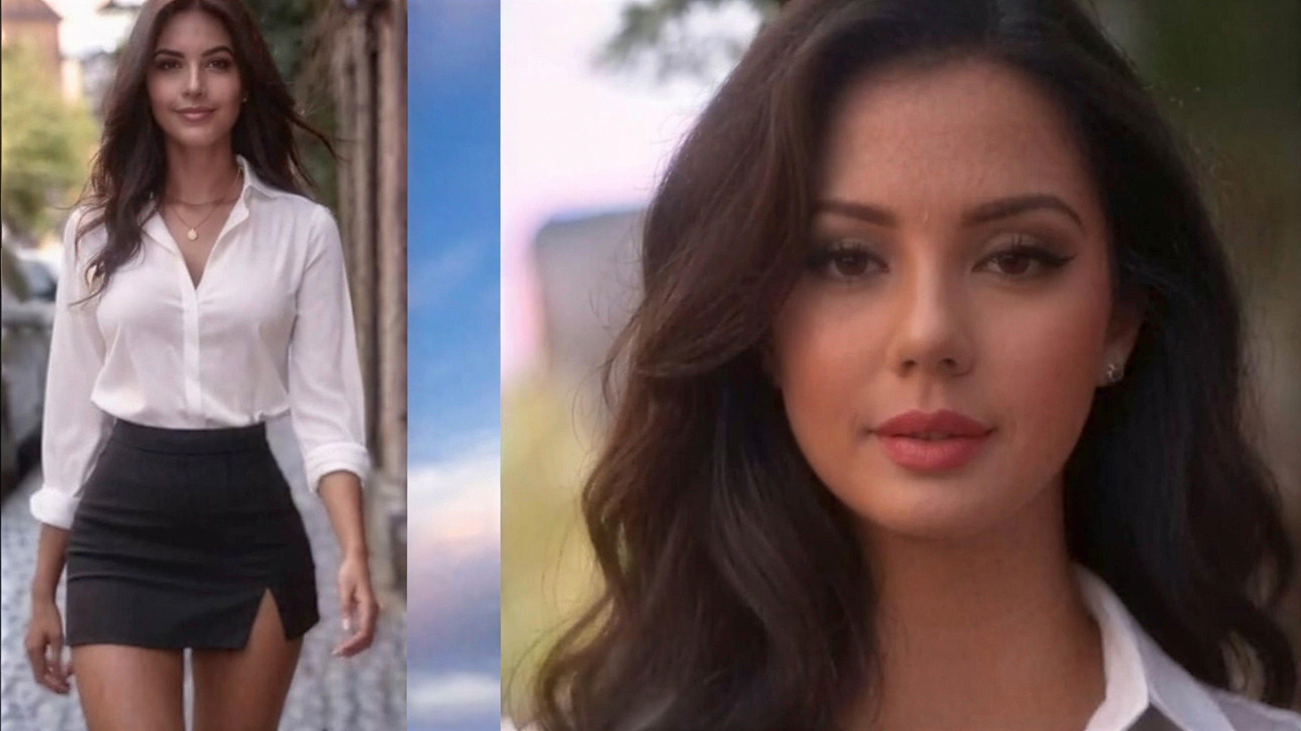 Split Image Collage of Young Woman in Outdoor Setting