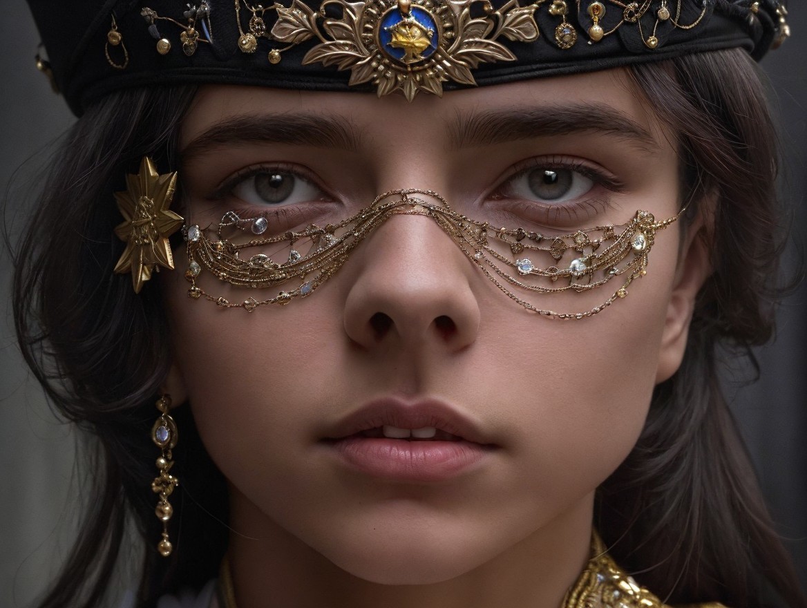 Close-up Portrait of a Young Person with Jewelry