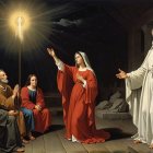 Group of Figures in Dim Light with Radiant Illumination