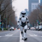 Humanoid Robots in Urban Skyline Setting