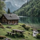 Family Picnic by a Scenic Lake Surrounded by Nature