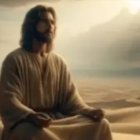 Meditative Figure in a Serene Desert Landscape
