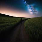 Tranquil Night Scene with Figures on Dirt Path