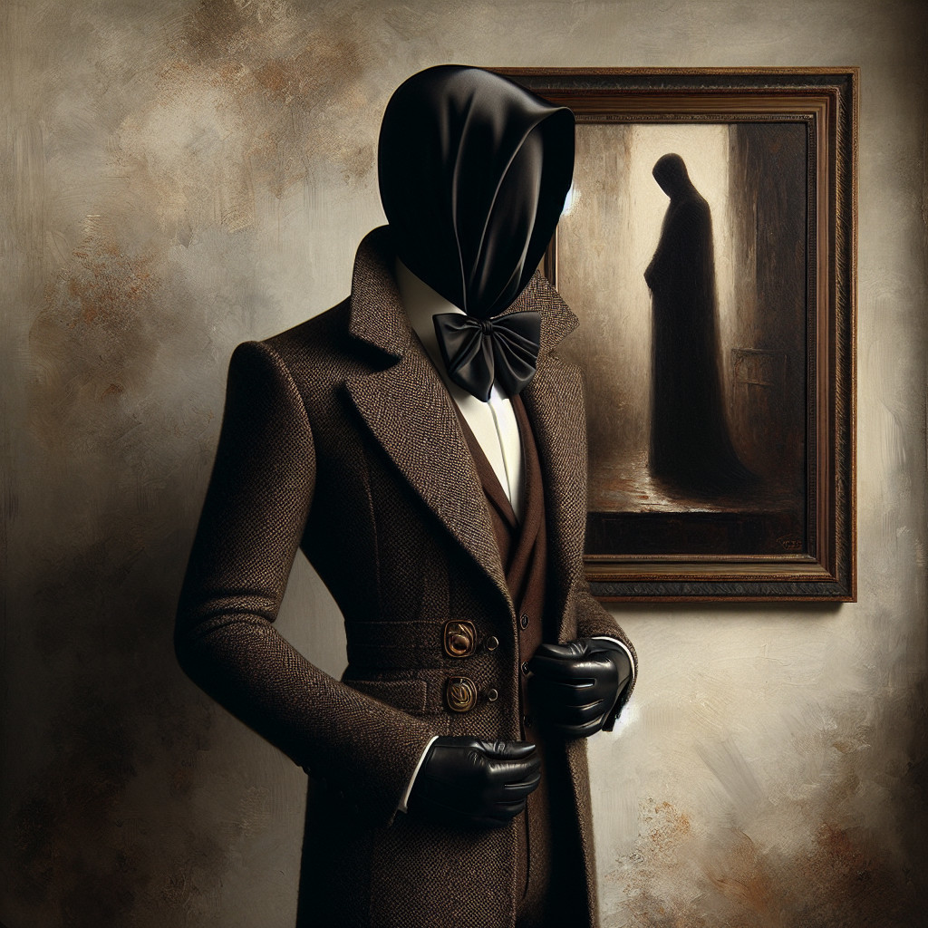 Mysterious Figure in Brown Coat Against Textured Wall