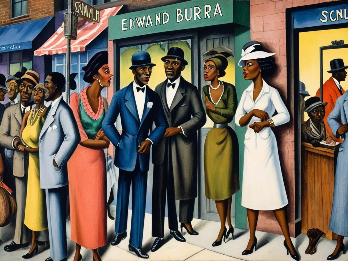 Early 20th Century Vibrant Street Scene with Fashion