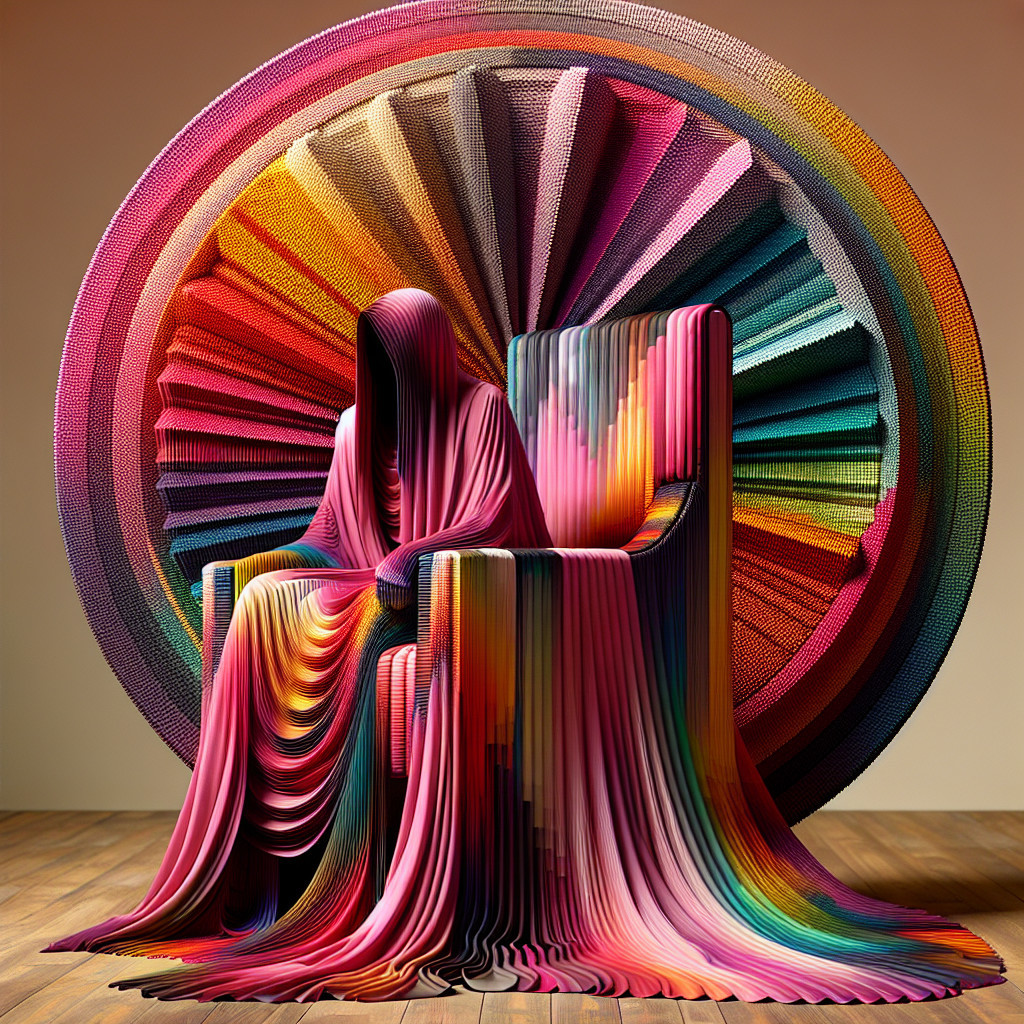 Artistic Figure in Chair with Vibrant Colors and Depth