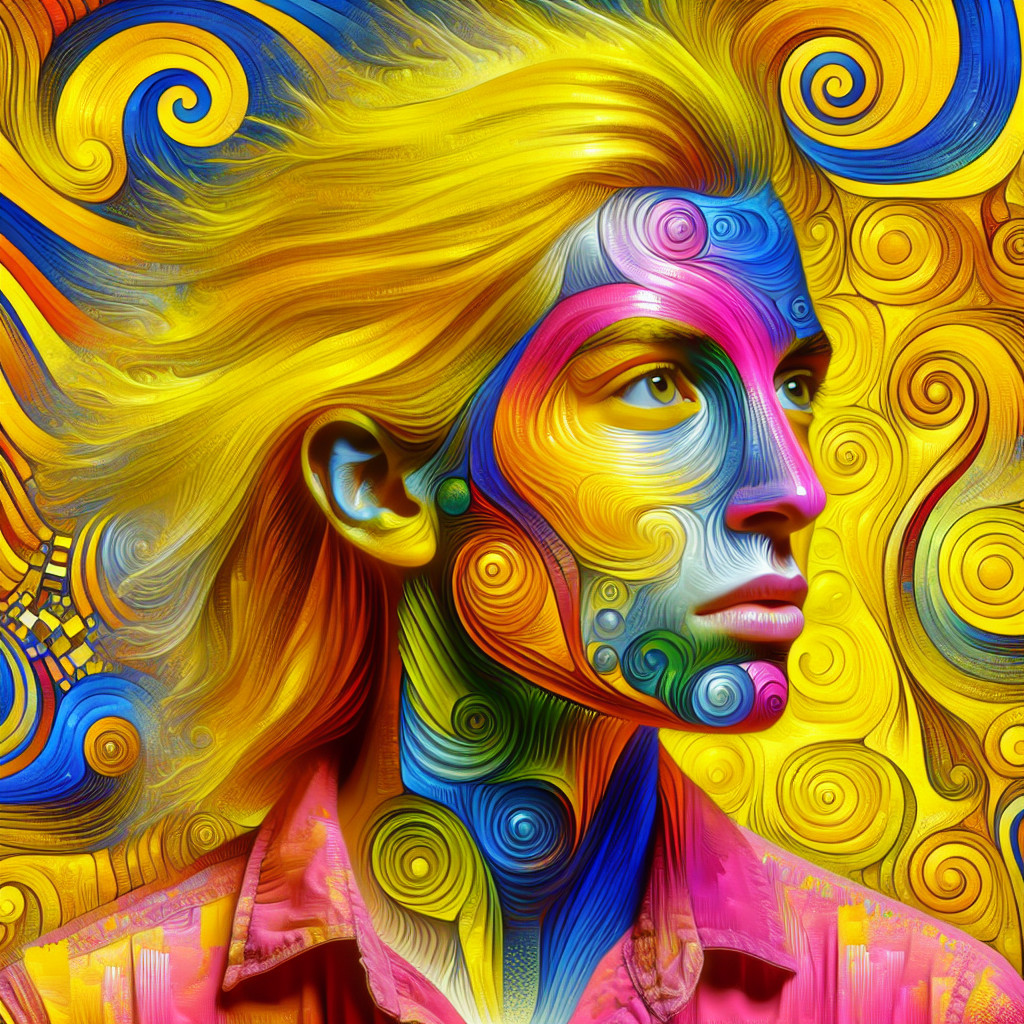 Vibrant Abstract Portrait with Colorful Swirls
