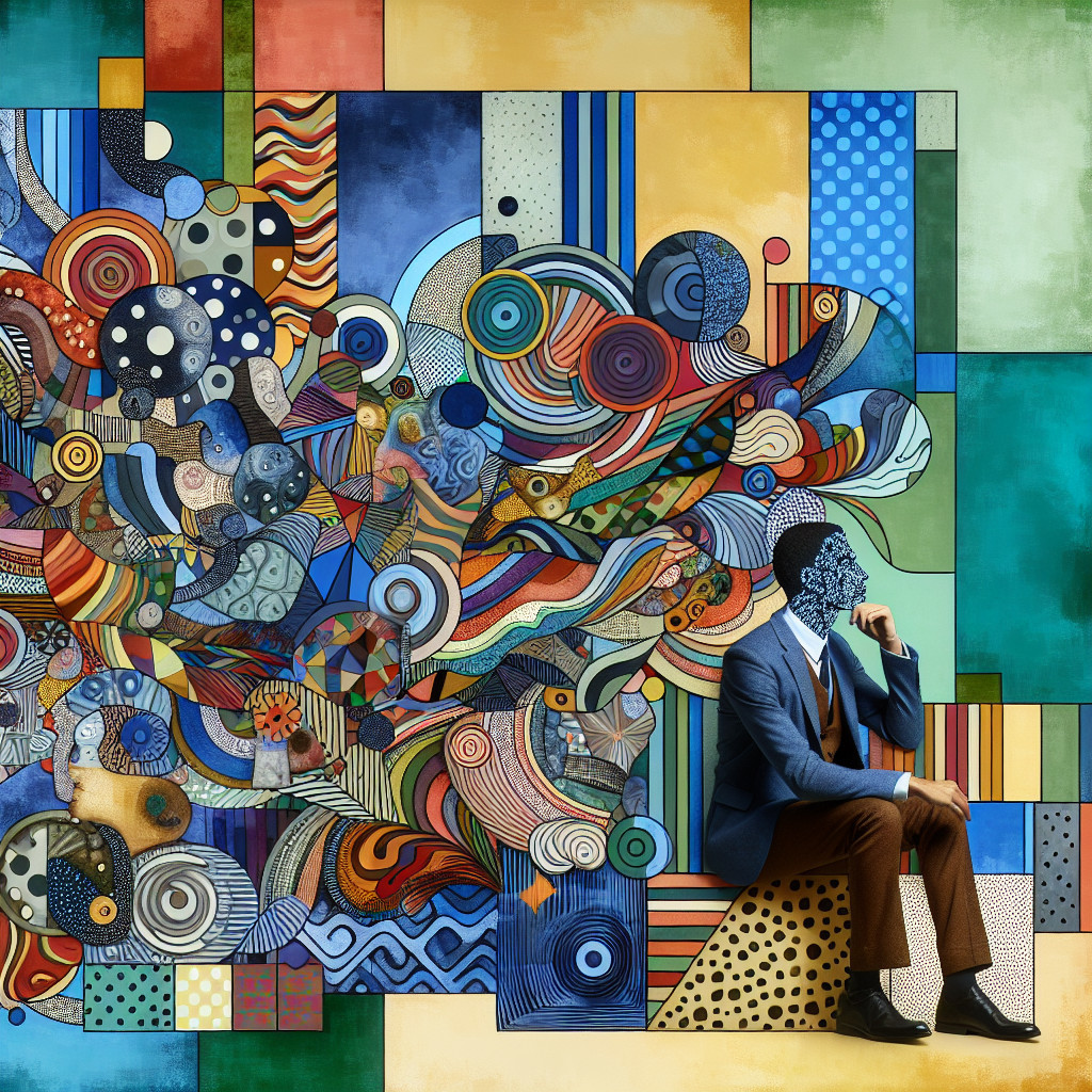 Man in Suit Against Vibrant Abstract Backdrop