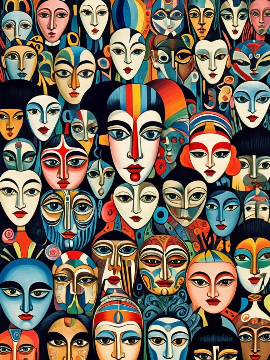 Vibrant Collage of Diverse Faces and Cultural Elements