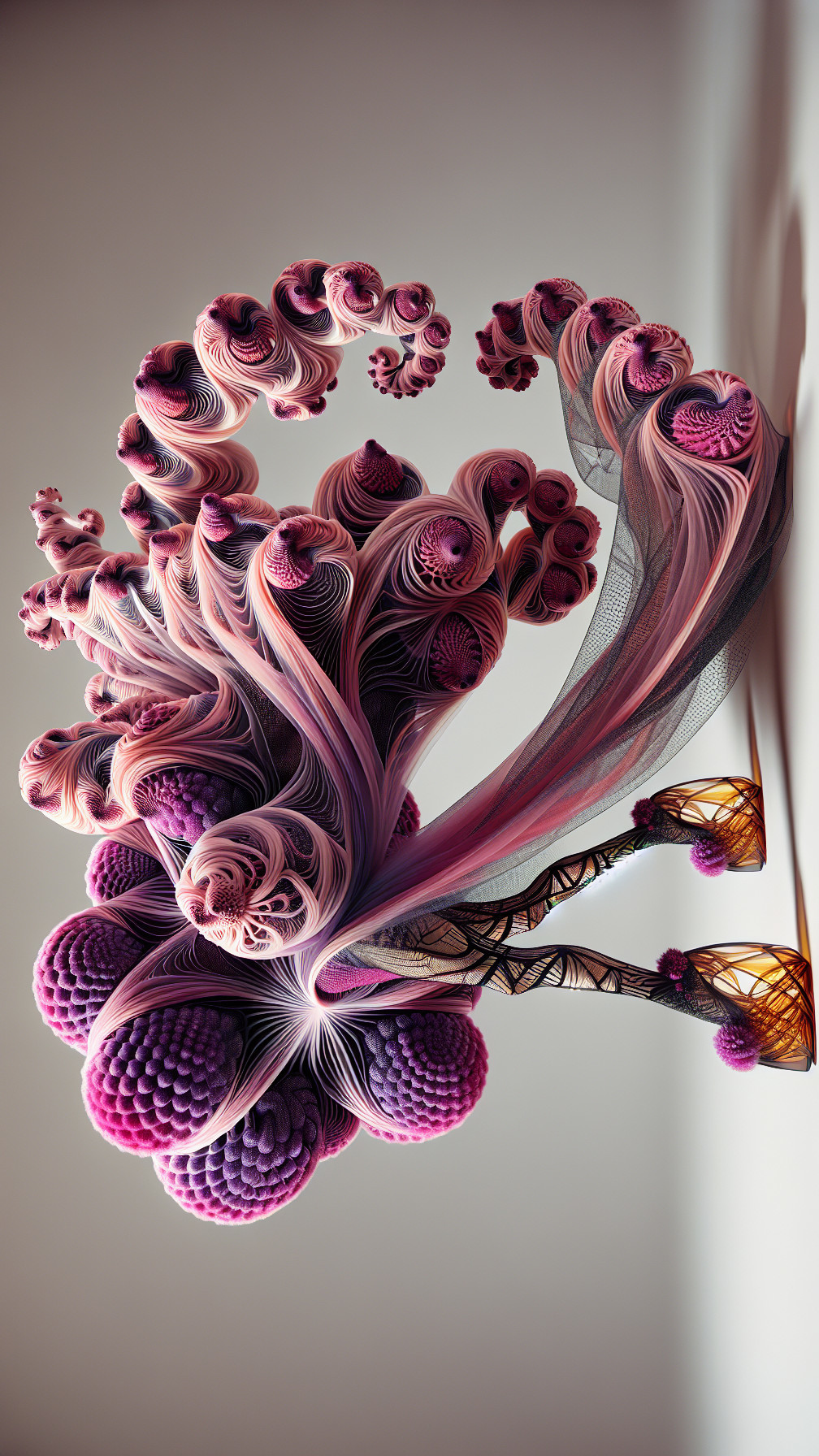 Abstract Design of Pink and Purple Swirling Tendrils