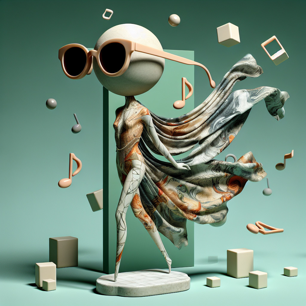 Sculpture of a Figure with Spherical Head and Sunglasses