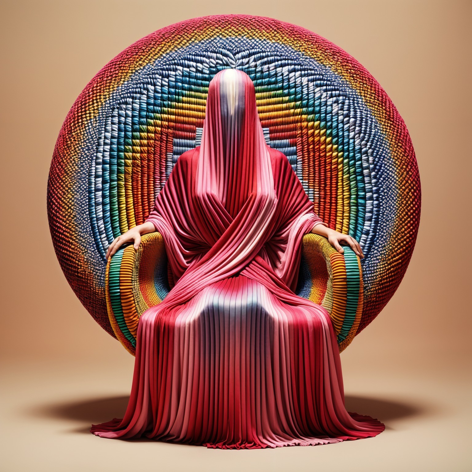Draped Figure in Vibrant Textured Fabric and Colors