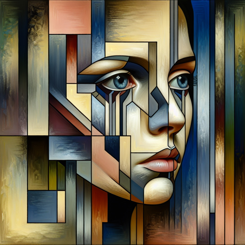 Stylized geometric portrait of a woman's face