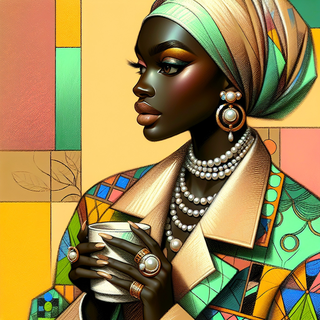 Stylish Woman in Colorful Coat and Headscarf