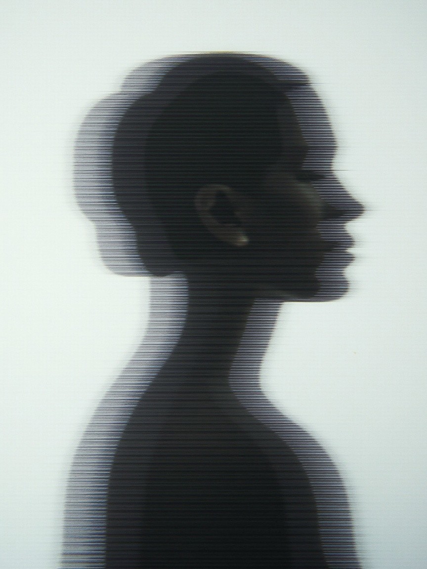Silhouette of a woman with layered ghostly profiles