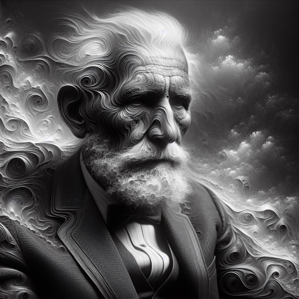 Portrait of an elderly man with a white beard in suit