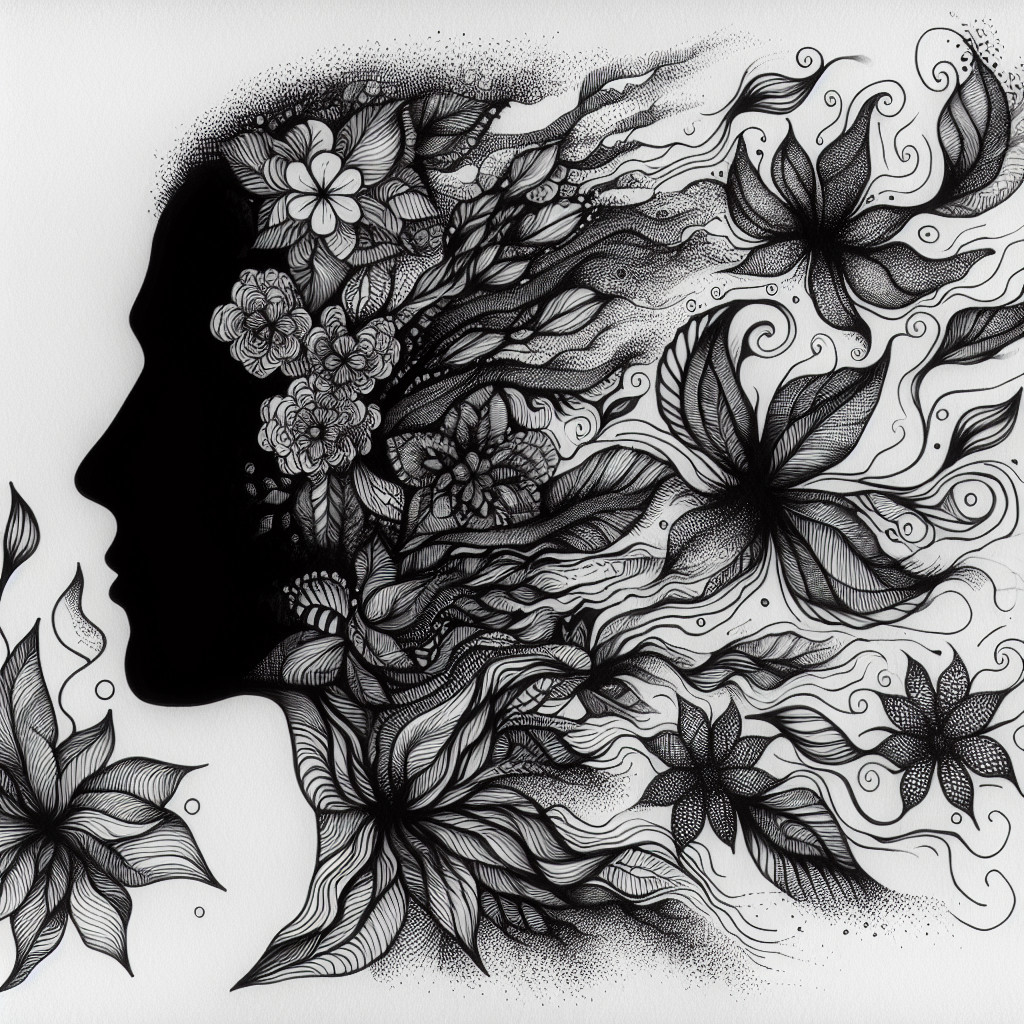 Black Silhouette with Organic Forms and Patterns