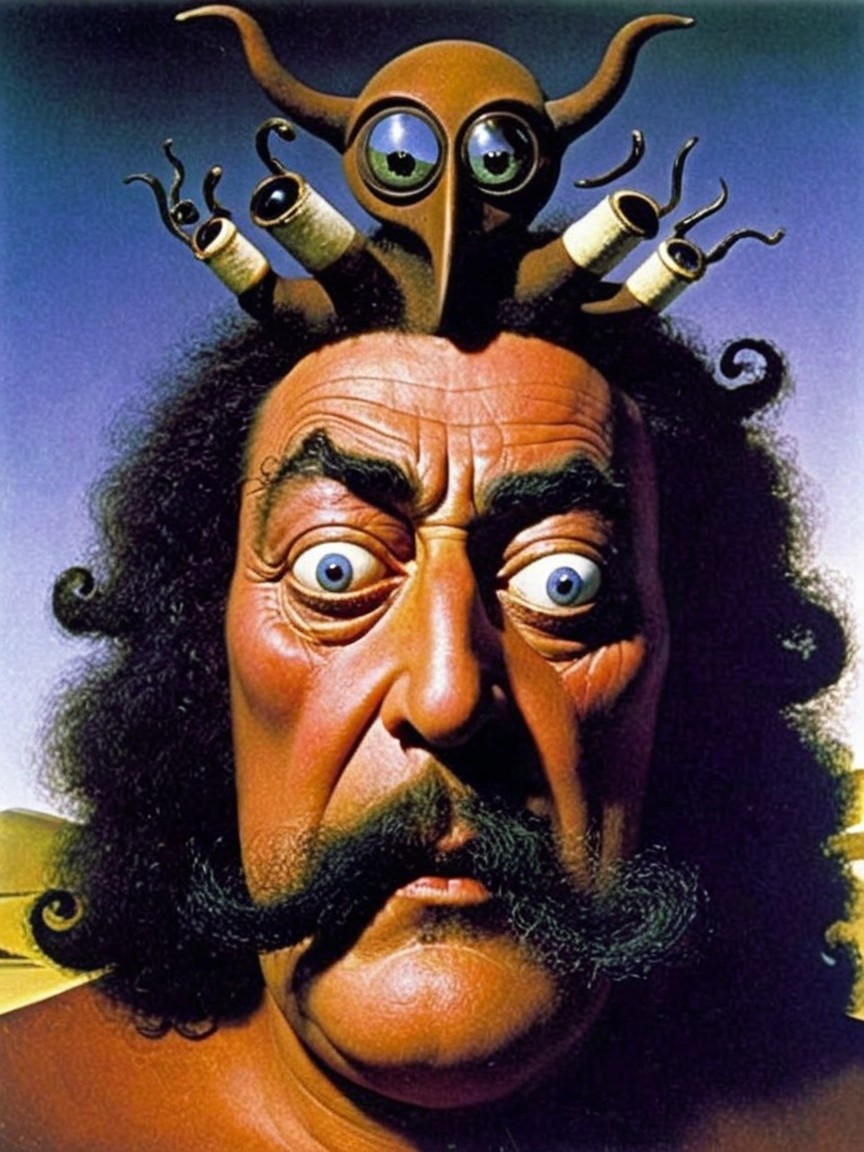 Surreal Character with Exaggerated Features and Landscape