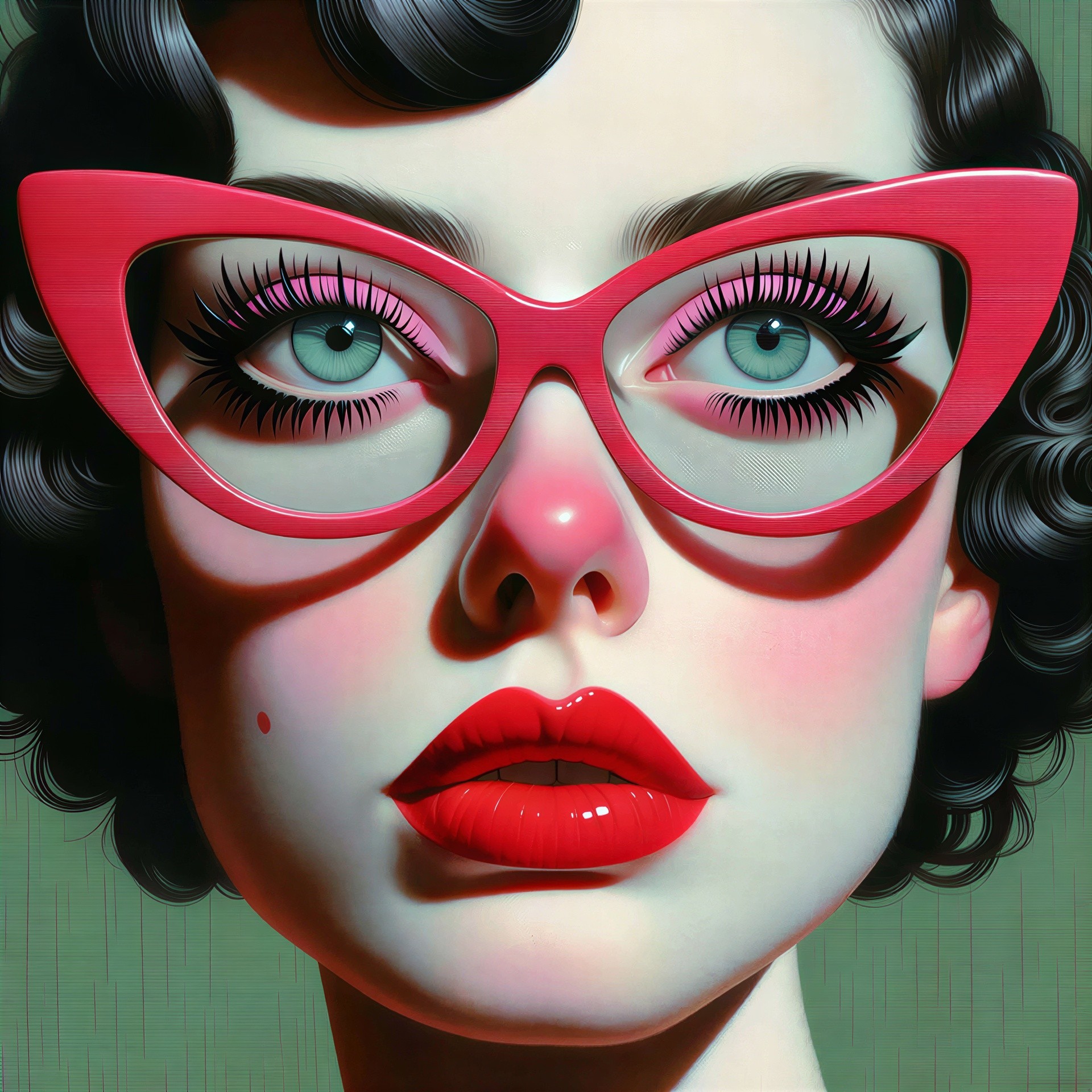 Close-Up Digital Artwork of a Woman's Doll-Like Face