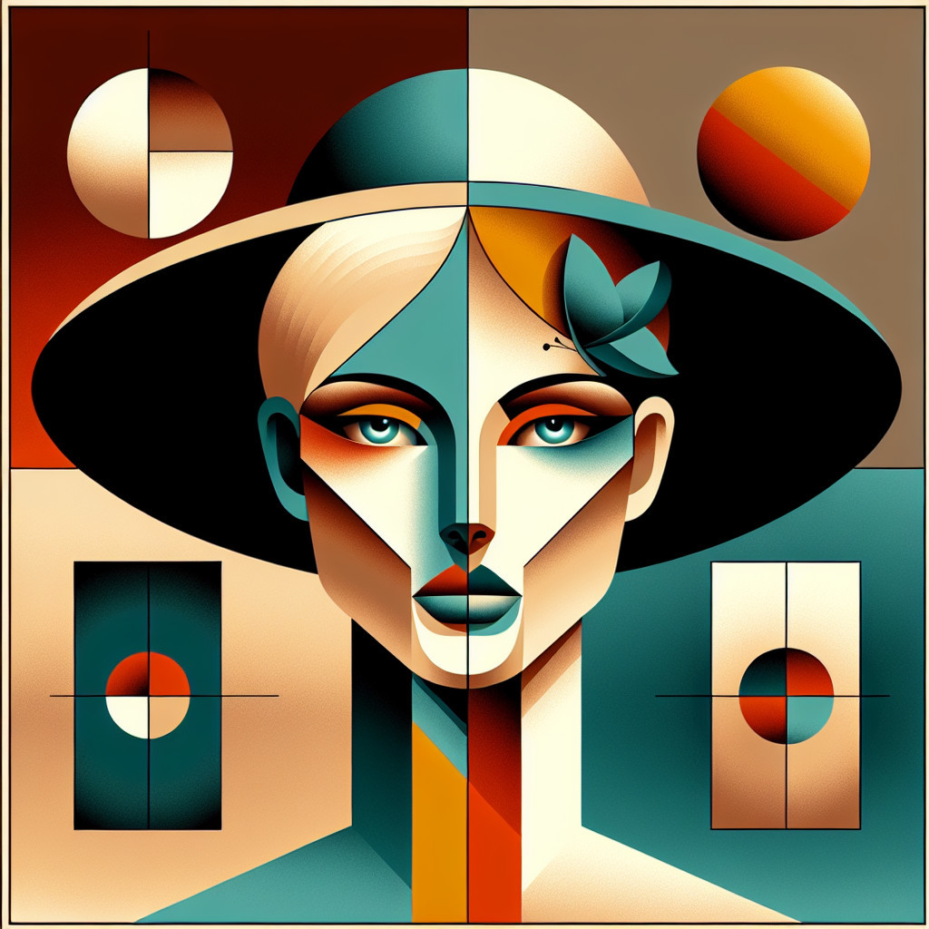 Abstract Portrait of a Woman with Geometric Shapes