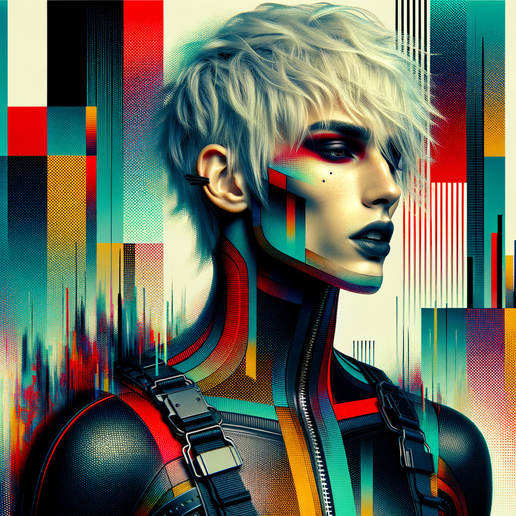 Futuristic Portrait of a Stylized Cyberpunk Figure