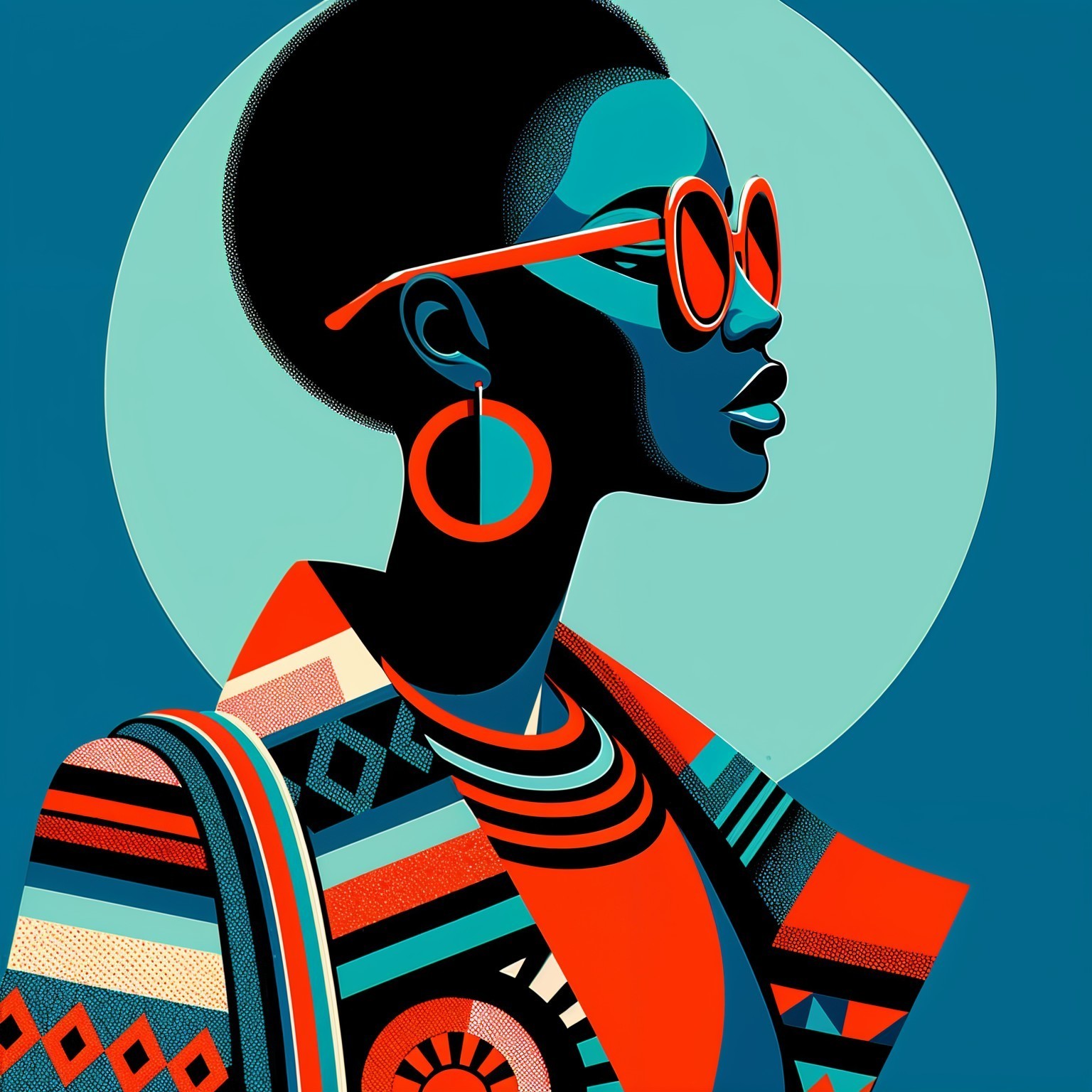 Stylish figure with textured hairstyle and bold accessories