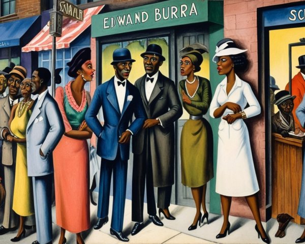 Early 20th Century Vibrant Street Scene with Fashion
