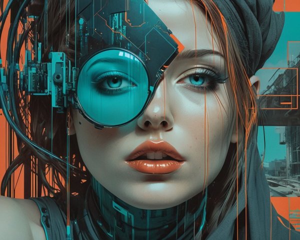 Futuristic Female Portrait with Cyberpunk Aesthetic