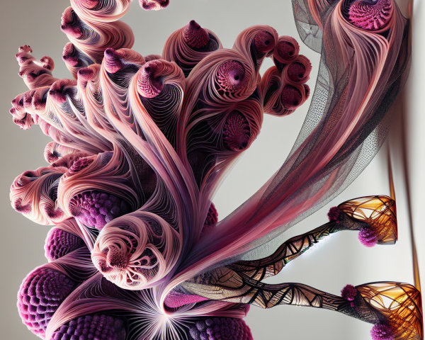 Abstract Design of Pink and Purple Swirling Tendrils