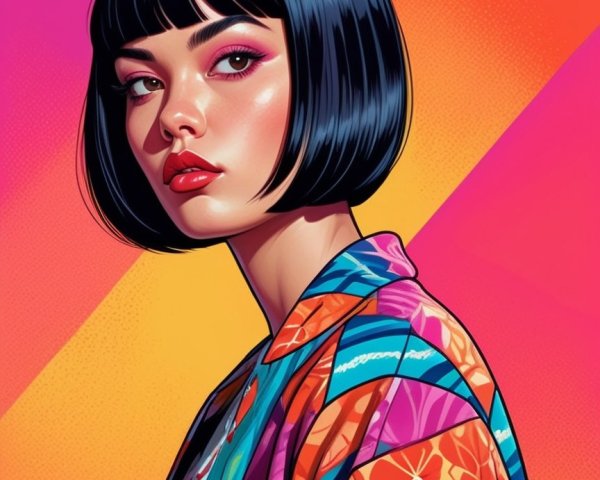 Vibrant Portrait of a Young Woman with Bold Makeup