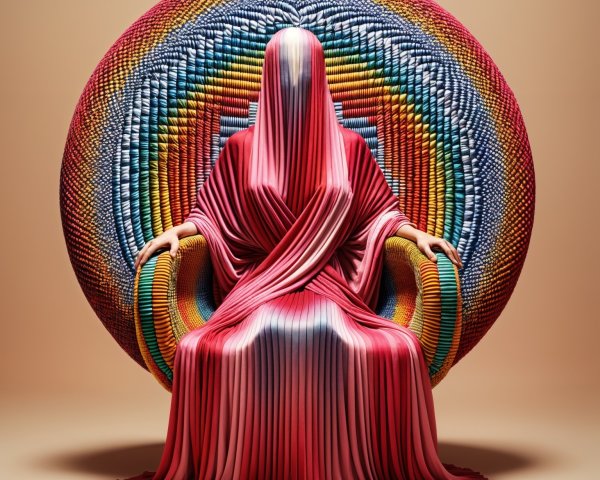 Draped Figure in Vibrant Textured Fabric and Colors