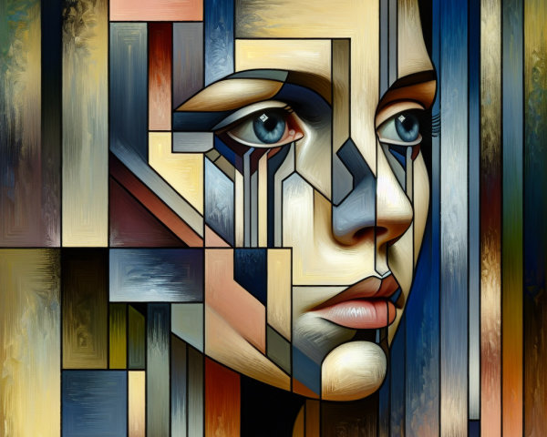 Stylized geometric portrait of a woman's face