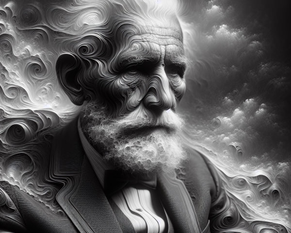 Portrait of an elderly man with a white beard in suit