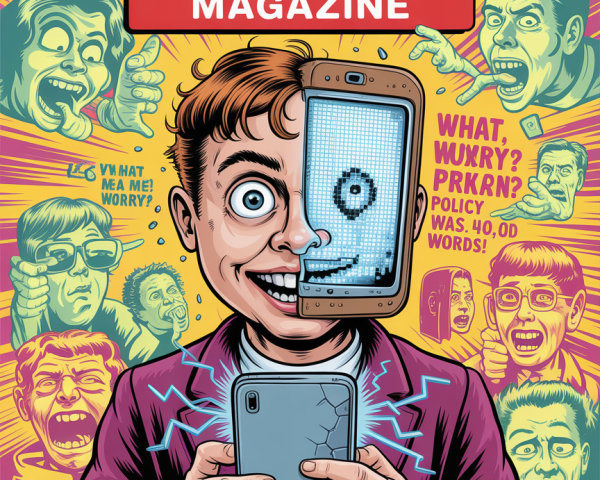 MAD Magazine Cover with Split Face Cartoon Design