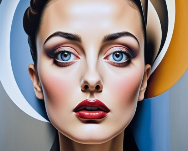 Portrait of a Woman with Abstract Background Elements