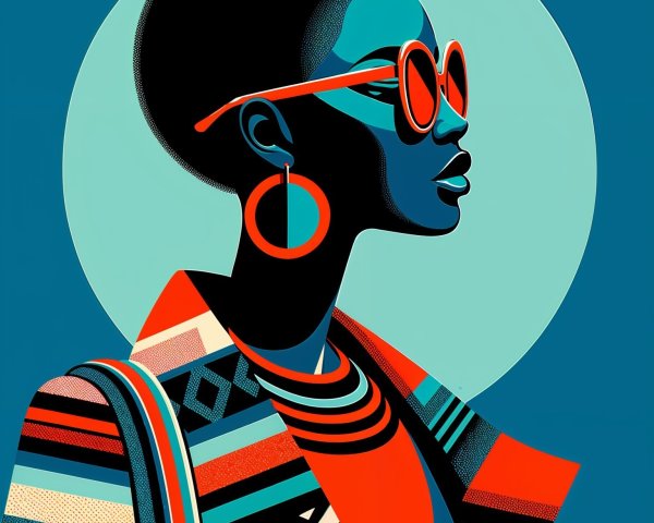 Stylish figure with textured hairstyle and bold accessories