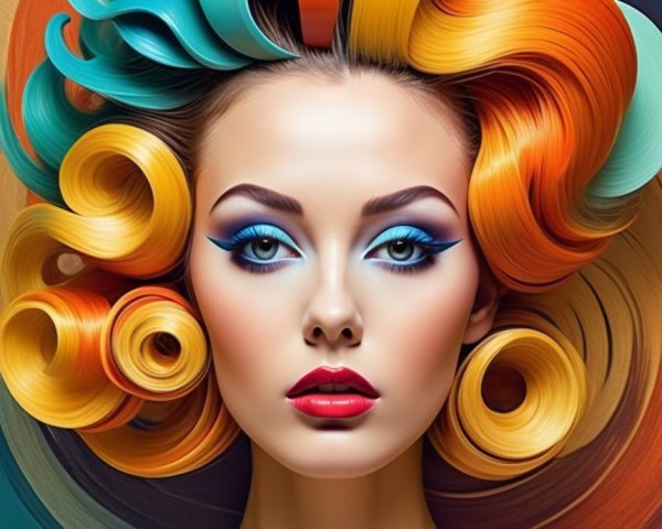 Portrait of a Woman with Colorful Hair and Makeup