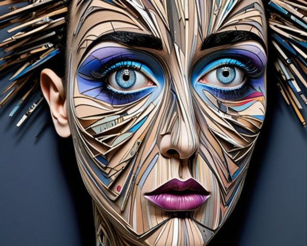 Close-up Portrait of a Woman with Artistic Design