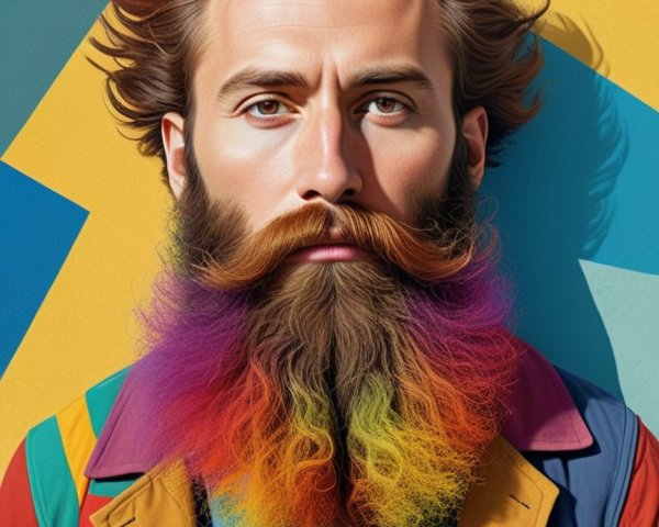 Colorful Beard and Bold Jacket with Geometric Background